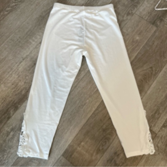 NWT NORACORA Pajama Bottoms White Jersey with Lace Detail at Ankle, S - Picture 6 of 6